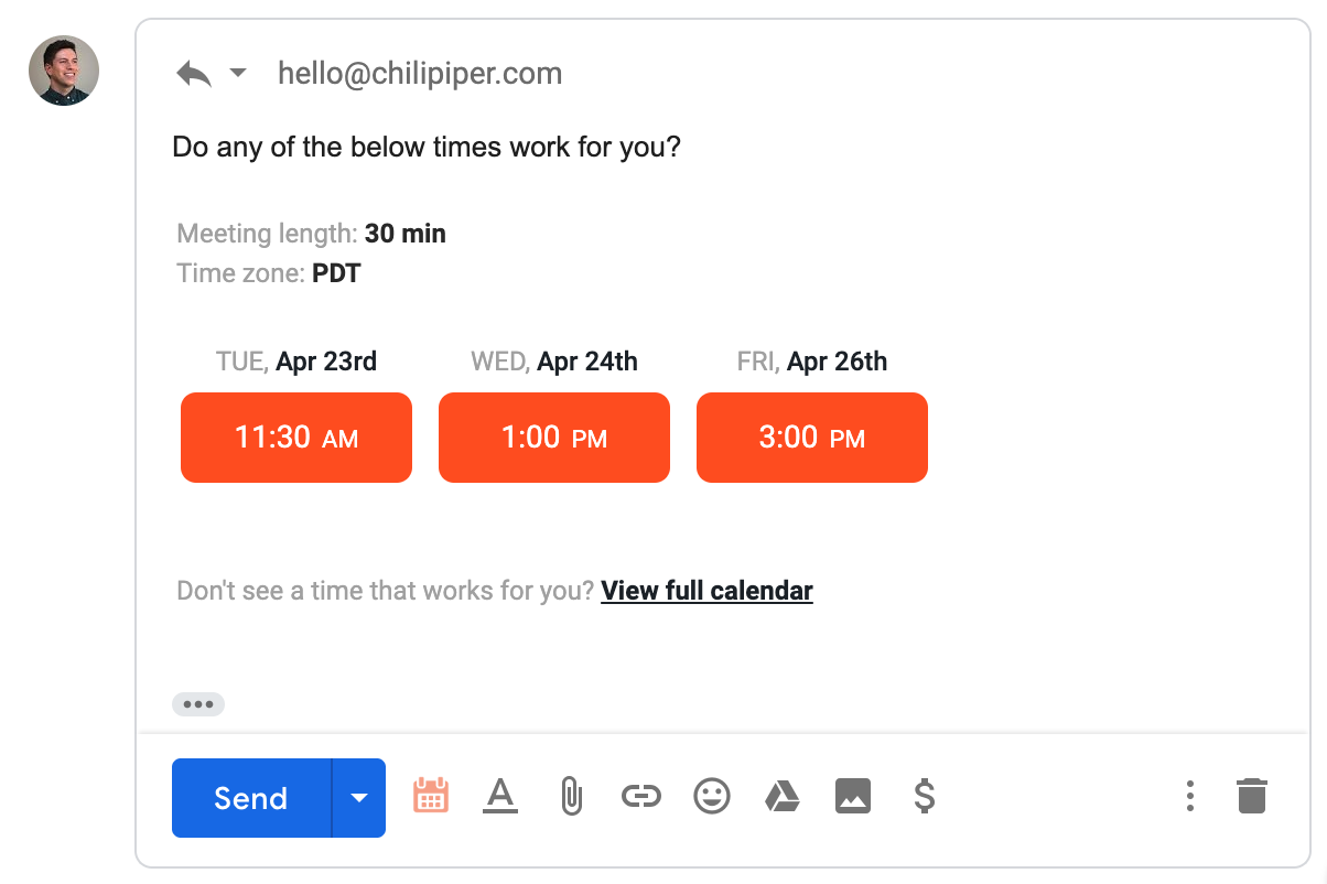 sales email productivity tool chili piper