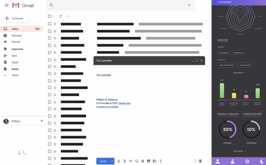 sales email productivity tool lavendar